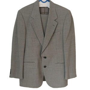 🌿Nino Cerruti 40R black and cream/tan checkered wool suit🌿